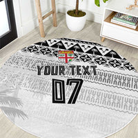 Fiji Rugby Custom Kaiviti Masi Round Carpet Black - Polynesian Pride