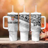 Fiji Rugby Custom Kaiviti Masi Tumbler With Handle Black LT7 - Polynesian Pride