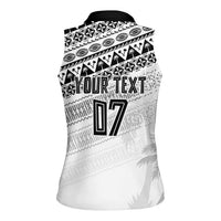 Fiji Rugby Custom Kaiviti Masi Women Sleeveless Polo Shirt Black - Polynesian Pride