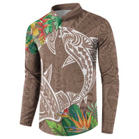 Polynesia Button Sweatshirt Sharks Duo Tropical Brown