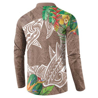 Polynesia Button Sweatshirt Sharks Duo Tropical Brown