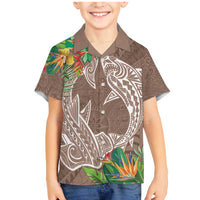 Polynesia Family Matching Mermaid Dress and Hawaiian Shirt Sharks Duo Tropical Brown