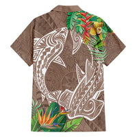 Polynesia Family Matching Tank Maxi Dress and Hawaiian Shirt Sharks Duo Tropical Brown