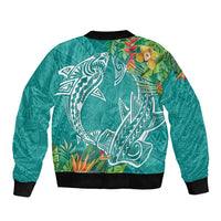 Polynesia Bomber Jacket Sharks Duo Tropical Teal