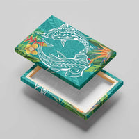 Polynesia Canvas Wall Art Sharks Duo Tropical Teal