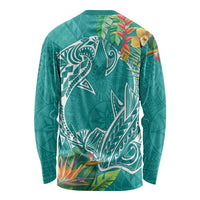 Polynesia Long Sleeve Shirt Sharks Duo Tropical Teal