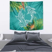 Polynesia Tapestry Sharks Duo Tropical Teal