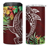 Polynesia 4 in 1 Can Cooler Tumbler Sharks Duo Tropical Oxblood