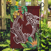 Polynesia Garden Flag Sharks Duo Tropical Oxblood