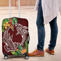 Polynesia Luggage Cover Sharks Duo Tropical Oxblood