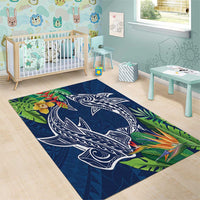 Polynesia Area Rug Sharks Duo Tropical Navy