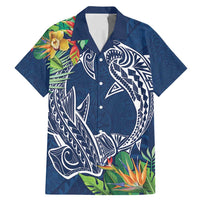 Polynesia Family Matching Mermaid Dress and Hawaiian Shirt Sharks Duo Tropical Navy