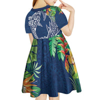 Polynesia Kid Short Sleeve Dress Sharks Duo Tropical Navy LT7 - Polynesian Pride