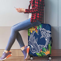 Polynesia Luggage Cover Sharks Duo Tropical Navy