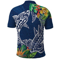Polynesia Polo Shirt Sharks Duo Tropical Navy