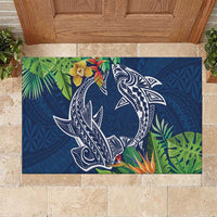 Polynesia Rubber Doormat Sharks Duo Tropical Navy