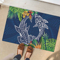 Polynesia Rubber Doormat Sharks Duo Tropical Navy