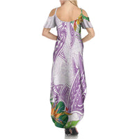 Polynesia Family Matching Summer Maxi Dress and Hawaiian Shirt Sharks Duo Tropical Lavender