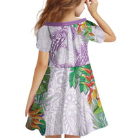 Polynesia Kid Short Sleeve Dress Sharks Duo Tropical Lavender LT7 - Polynesian Pride