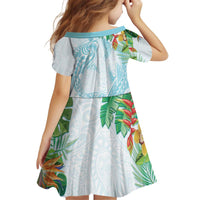 Polynesia Kid Short Sleeve Dress Sharks Duo Tropical Turquoise LT7 - Polynesian Pride
