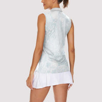 Polynesia Women Sleeveless Polo Shirt Sharks Duo Tropical Off White LT7 - Polynesian Pride