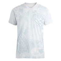 Polynesia Women V-Neck T-Shirt Sharks Duo Tropical Off White LT7 Female White - Polynesian Pride