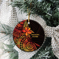 Niue Fakaalofa Atu Ceramic Ornament Whale Hiapo Fiery Motif