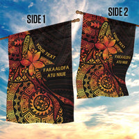 Niue Fakaalofa Atu Personalised Garden Flag Whale Hiapo Fiery Motif