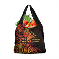 Niue Fakaalofa Atu Personalised Grocery Bag Whale Hiapo Fiery Motif LT7 1-pack One Size Art - Polynesian Pride