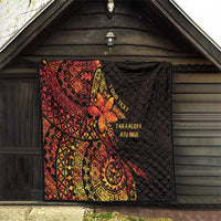 Niue Fakaalofa Atu Personalised Quilt Whale Hiapo Fiery Motif LT7 - Polynesian Pride