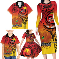 Papua New Guinea 50 Years Family Matching Long Sleeve Bodycon Dress and Hawaiian Shirt Motuan Motifs LT7 - Polynesian Pride