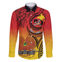 Papua New Guinea 50 Years Family Matching Long Sleeve Bodycon Dress and Hawaiian Shirt Motuan Motifs LT7 Dad's Shirt - Long Sleeve Colorful - Polynesian Pride