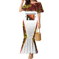 Personalized Papua New Guinea Family Matching Mermaid Dress and Hawaiian Shirt Hapi De bilong Indipendens PNG LT7 Mom's Dress White - Polynesian Pride