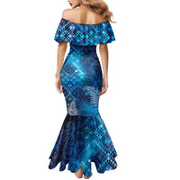 Aotearoa Taniko Matariki Family Matching Mermaid Dress and Hawaiian Shirt Cosmic Blue LT7 - Polynesian Pride