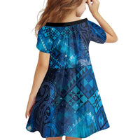 Aotearoa Taniko Matariki Family Matching Tank Maxi Dress and Hawaiian Shirt Cosmic Blue LT7 - Polynesian Pride