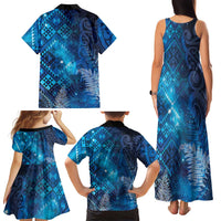 Aotearoa Taniko Matariki Family Matching Tank Maxi Dress and Hawaiian Shirt Cosmic Blue LT7 - Polynesian Pride