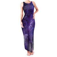Aotearoa Taniko Matariki Family Matching Tank Maxi Dress and Hawaiian Shirt Cosmic Violet LT7 Mom's Dress Purple - Polynesian Pride