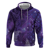 Aotearoa Taniko Matariki Zip Hoodie Cosmic Violet LT7 Pullover Hoodie Purple - Polynesian Pride
