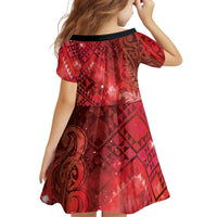 Aotearoa Taniko Matariki Family Matching Long Sleeve Bodycon Dress and Hawaiian Shirt Cosmic Red