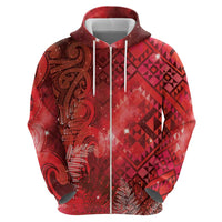 Aotearoa Taniko Matariki Hoodie Cosmic Red LT7 - Polynesian Pride