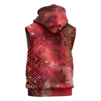 Aotearoa Taniko Matariki Sleeveless Hoodie Cosmic Red LT7 - Polynesian Pride