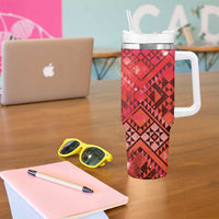 Aotearoa Taniko Matariki Tumbler With Handle Cosmic Red LT7 - Polynesian Pride