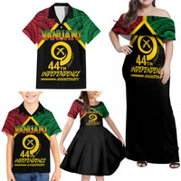 Vanuatu 44th Independence Anniversary Family Matching Off Shoulder Maxi Dress and Hawaiian Shirt LT7 - Polynesian Pride