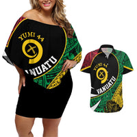 Vanuatu Independence Day Yumi 44 Couples Matching Off Shoulder Short Dress and Hawaiian Shirt LT7 Colorful - Polynesian Pride