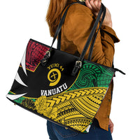 Vanuatu Independence Day Yumi 44 Leather Tote Bag LT7 - Polynesian Pride