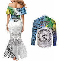 Malampa Fiji Day Couples Matching Mermaid Dress and Long Sleeve Button Shirt Gradient Style