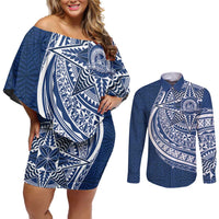 Tonga Queen Salote College Personalized Couples Matching Off Shoulder Short Dress and Long Sleeve Button Shirt Ngatu Tokelaufeletoa Motifs