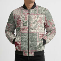 Aloha Hawaii Pastel Christmas Patchwork Bomber Puffer Jacket Classic Style - Polynesian Pride