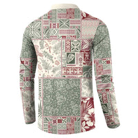 Aloha Hawaii Pastel Christmas Patchwork Button Sweatshirt Classic Style - Polynesian Pride