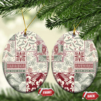 Aloha Hawaii Pastel Christmas Patchwork Ceramic Ornament Classic Style - Polynesian Pride